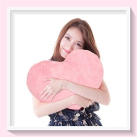 (APOSITV) Heart Cushion, Soft, Fluffy, Red, Pink, Blue, Healing Sofa (Pink)