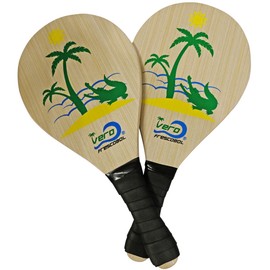 Frescobol Florida Set, 2 Original Vero frescobol Beach Paddles, 2 Balls, 2 Darts and Beach Tote-Bag (Green Alligator Set)