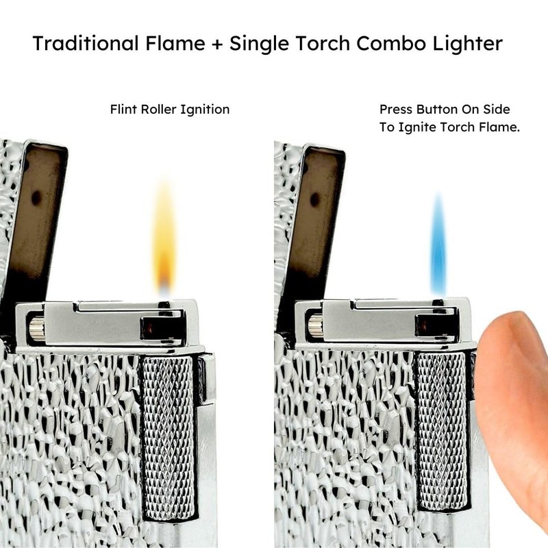 Visol Hubbard Traditional and Torch Flame Refillable Gas Lighter, Flint