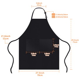 OWill Adjustable Apron Unisex Apron with Pocket Cooking Kitchen Chef Aprons for Women Men Home Kitchen Butchers BBQ Restaurant