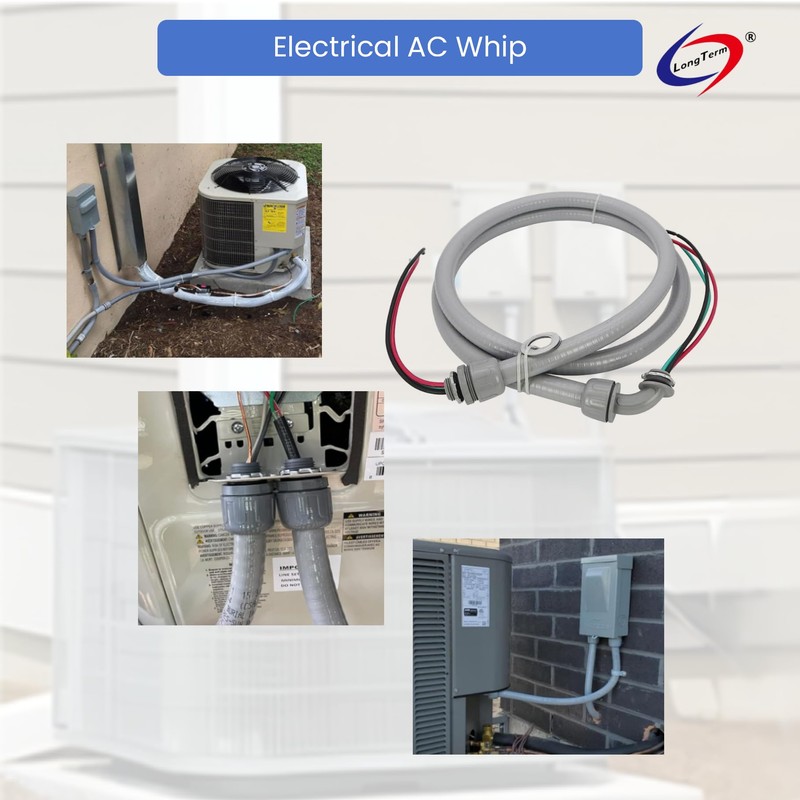 Electrical AC Whip Assembly -1/2" x 4ft Non-Metallic Liquid Tight