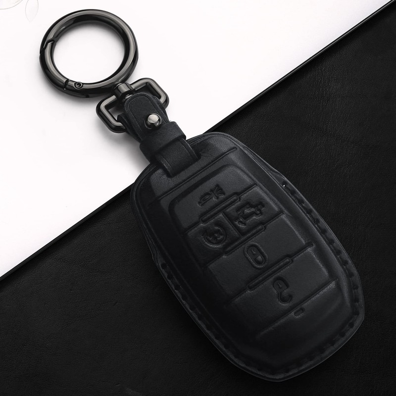 Tukellen for Dodge Key Fob Cover Genuine Leather Key Case