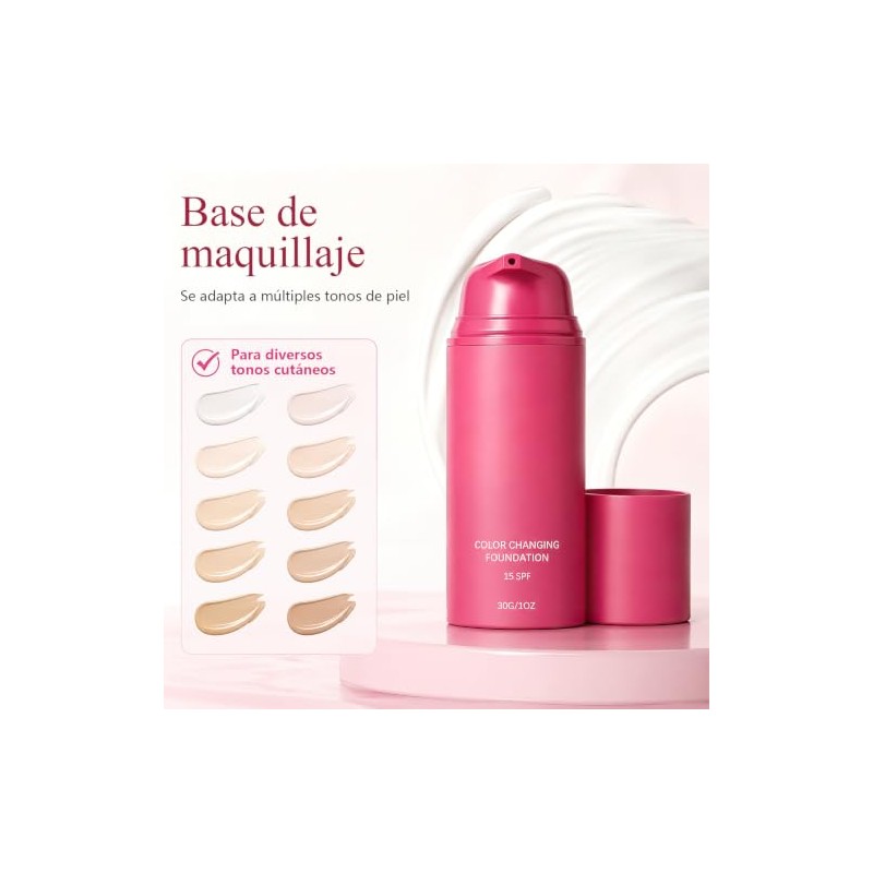 Base Maquillaje Cambiante Temperatura Semimate Impecable Ligera Larga Duración Toda