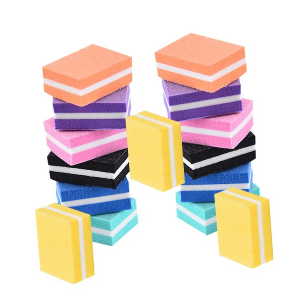 FOMIYES 21pcs Mini Sponge Nail File Double-sided Polishing Files for