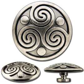 Hoppe & Masztalerz 3 St. Celtic Concho Schraubzierniete, Zierniete, Schraubniete, Screwback Concho, Celtic Triskel No. 1