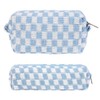 2 Pcs Checkered Cosmetic Bag Pencil Case Portable Travel Toiletry