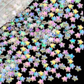 OIIKI 300 PCS Acrylic Star Shape Beads, Star Shape Charming Beads, Acrylic 11mm Beads for DIY Jewelry Craft Making Necklace Bracelet Supplies - AB Color