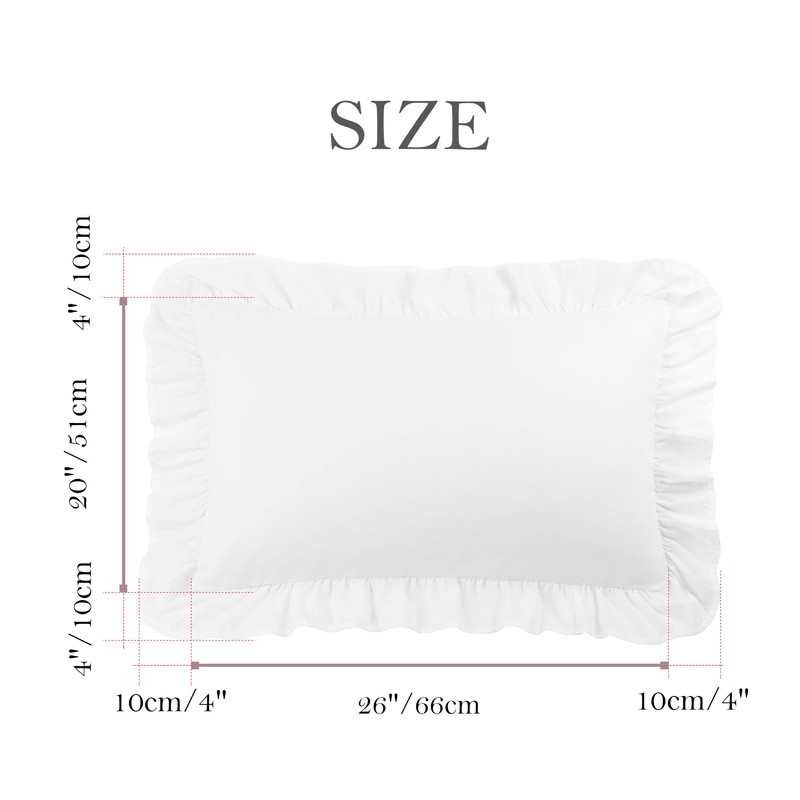 PiccoCasa Brushed Ruffle Pillowcases 2 Pack, Soft Breathable Pillow Covers