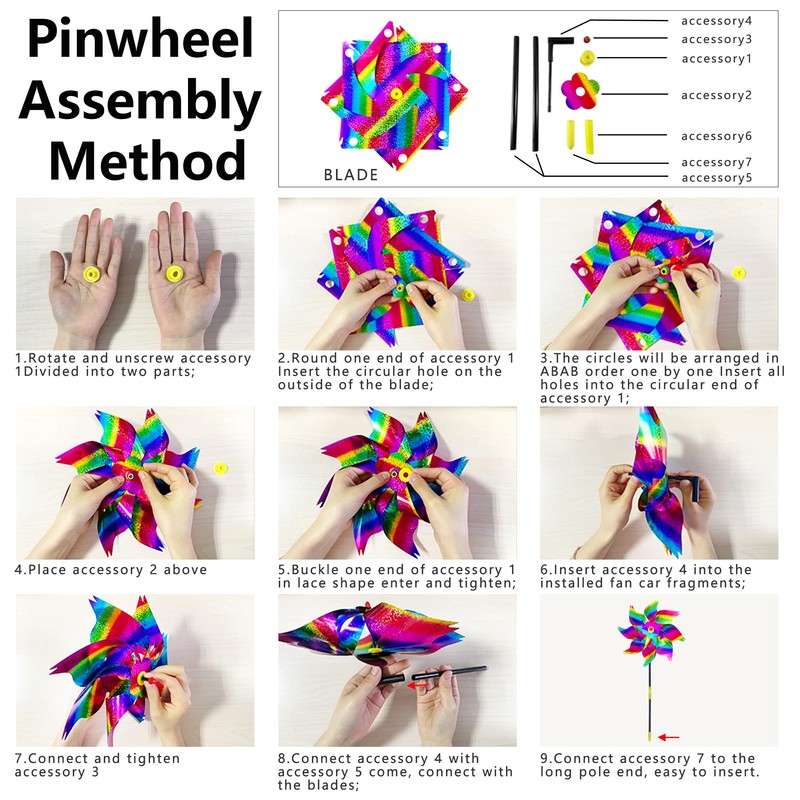 KOKMEYA 10-Pack Reflective Bird Repellent Pinwheels 9.6 Inches in Diameter