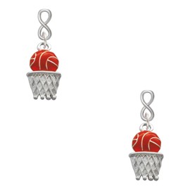 Delight Jewelry Silvertone Basketball - Over Hoop Silvertone Infinity Post Earrings