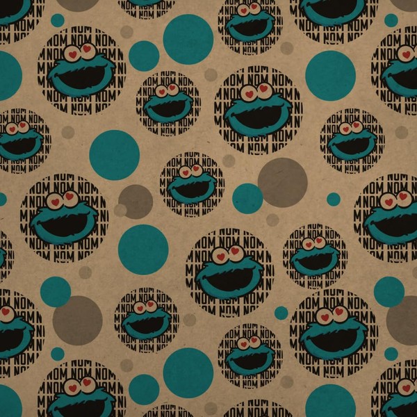 Sesame Street Cookie Monster Nom Nom Premium Kraft Gift Wrap