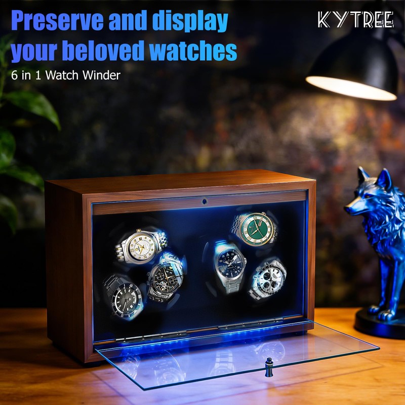 Kytree Watch Winder for Automatic Watches, 6 Watch Rotator with