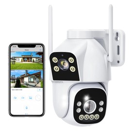 CAYVIS 2MP + 2MP Outdoor WiFi Surveillance Camera, 2.4GHz/5GHz PTZ Dual-Lens Outdoor Surveillance Camera with AI People, Colour Night Vision, Car Tracking, 360° WiFi Camera Outdoor with 2-Way Audio,