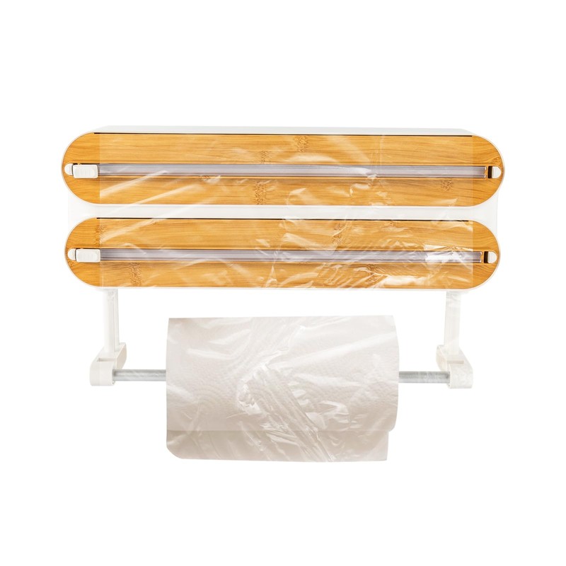 3-in-1 Wall Roll Holder Kitchen Roll Holder Cutting Dispenser for