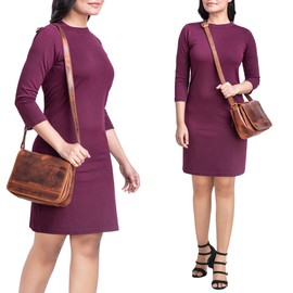 STILORD 'Malou' Vintage Leather Handbag for Ladies Elegant Shoulder Bag Small Women's Purse Classic Crossbody Bag Evening Bag Party Bag Genuine Leather, Colour:Kara - Cognac