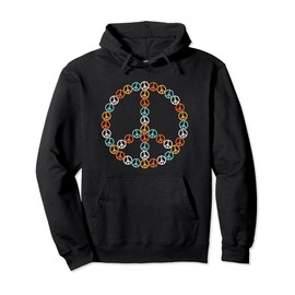 Peace Sign Hippie Theme Party 60s 70s Outfit Men Women Kids Pullover Hoodie