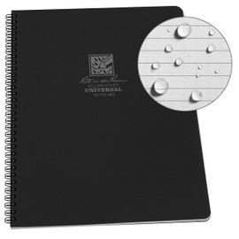Rite in the Rain Weatherproof Side Spiral Notebook, 8.5" x 11", Black Cover, Universal Page Pattern (No. 773-MX), One Size