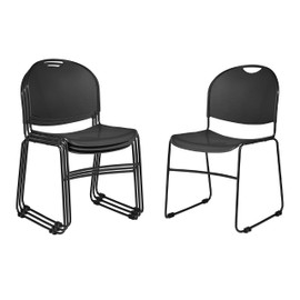 OEF Furnishings Plastic Stack Chair, Black