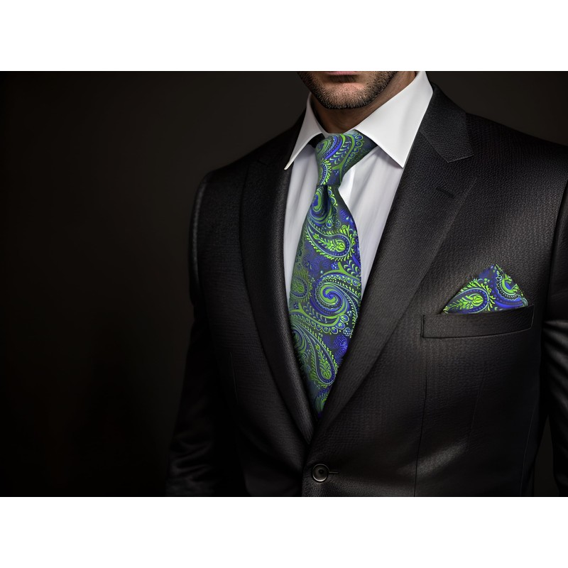 S&W SHLAX&WING Men's Necktie Set, Pocket Square Necktie, 57.9 inches