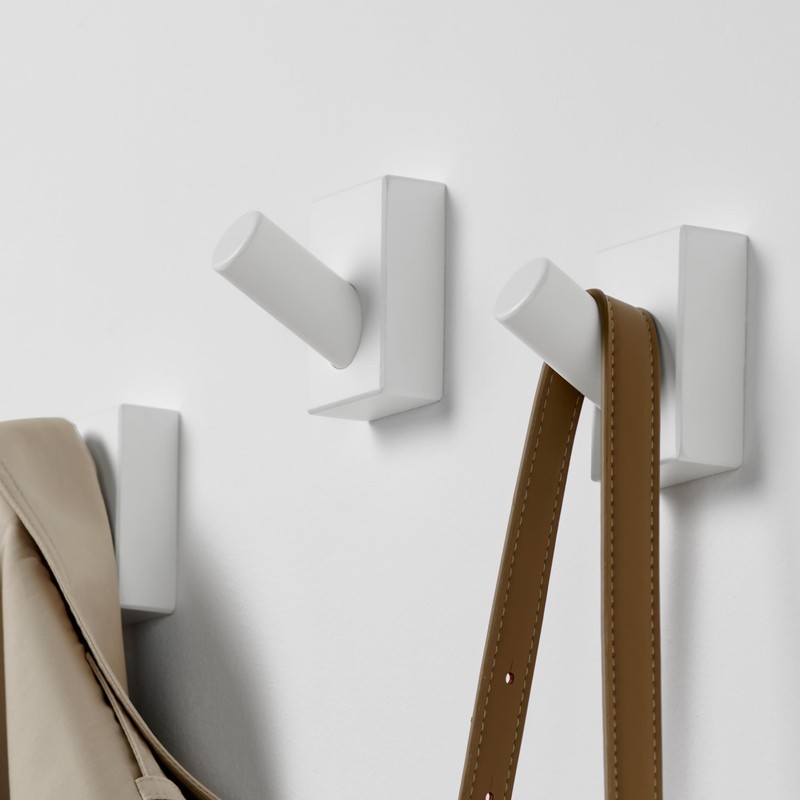 LARHN White Wall Hooks (4-Pack), Wall Mounted Coat Hooks for