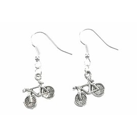 Bike Bicycle Cycling Bike Bicycle Cycling Mini Bling Earrings Silver Earrings