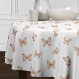 Butterfly Decorations Party Supplies Tablecloth Blush Pink and Taupe Butterfly Tablecloth Print Table Cover Reusable Home Birthday Decor Dining Table Kitchen Table Fabric Linens Table Cloth Round 90”