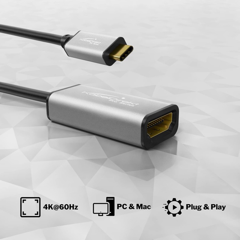 KabelDirekt – USB C to HDMI adapter – 0,15m –