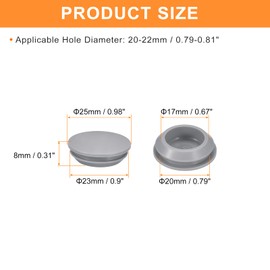 uxcell 12 Pcs Silicone Plugs, Rubber Round Snap in Locking Hole Plugs for 20-22mm Hole, Hole Stoppers Waterproof Hole Plug for Metal Tube, Furniture End Caps Inserts, Gray