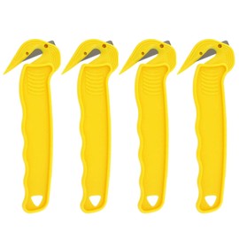 4PCS Box Cutter, Compact Aesthetically Pleasing Portable Box Opener Ttool, Practical Box Opener Ergonomic Handle Multifunctional (Yellow)