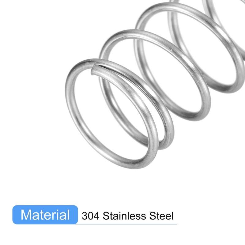 sourcing map Compression Spring, 5Pcs 304 Stainless Steel, 10mm OD,