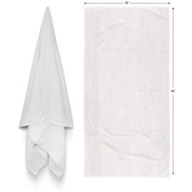 Royal Comfort 32x64 Solid Color White (4 per Pack) Terry Velour Beach Towel. Made with 100% Cotton Weighing at 16.0 lbs per doz. Why Settle for Polyester get The Real Thing!