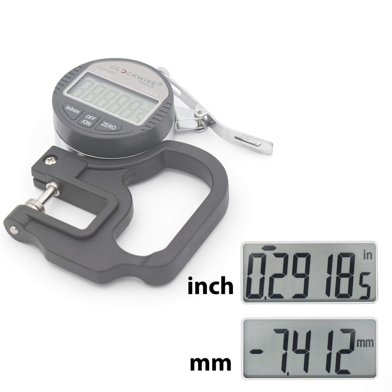 Clockwise Tools Digital Thickness Gauge, DTNR-0055 0-0.4 inch/10mm, 0.00005"/0.001mm Resolution