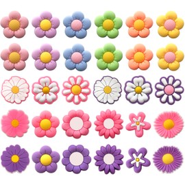 Flower Croc Charms for Girls & Women, 30 PCS Shoe Decoration Pins for Clog, Shoe Accessories for Kids Party Favor Gifts