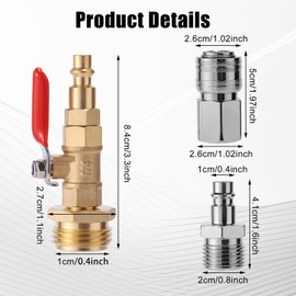 Lyreh RV Exterior Quick Connector Fitting, with 1/2" Quick Connect & 3/4" Garden Hose Adapter Camper Shower Faucet Connector for RV Exterior Outdoor Shower Faucet Camper Water Spray Port