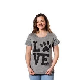 Womens Love Paw T Shirt for Dog Mom Pet Lover Cool Funny Graphic Tee Funny Womens T Shirts Love T Shirt for Women Funny Dog T Shirt Women's Dark Grey M