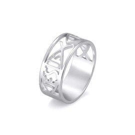 UNIFT Jesus Fish Rings For Men Women Stainless Steel Skeleton Style Christian Symbol Jesus Fish Rings Faith Jewelry, 6, Stainless Steel, No Gemstone