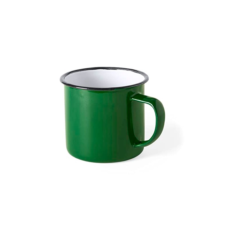 eBuyGB Set of 2 380ml Coloured Enamel Mugs Retro Outdoor