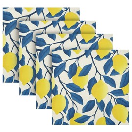 ALAZA - Juego de 4 servilletas de tela de limones amarillos tropicales y frutas, reutilizables, tela de poliéster lavable, para cóctel, fiesta, boda, decoración del hogar
