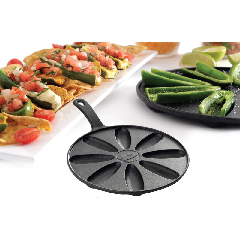 Norpro Pre-Seasoned Pepper Popper Pan, 9-inch, Black