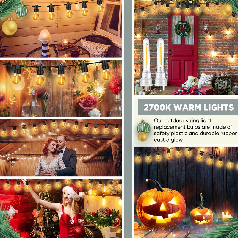 Rossesay 24 Pcs S14 Bulbs for Outdoor String Lights 1.5