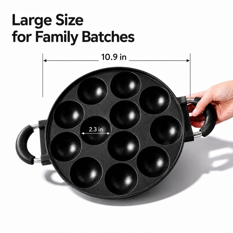 Vitumbua Pan, 12-Cavity Nonstick Appam and Paniyaram Pan