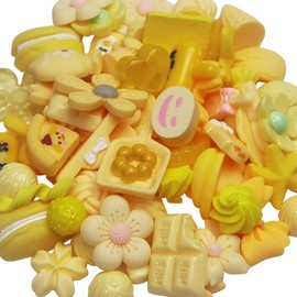 Chenkou Craft 50pcs Lots Mix Assort Easter DIY Flatbacks Resin Flat Back Buttons Scrapbooking (Yellow)