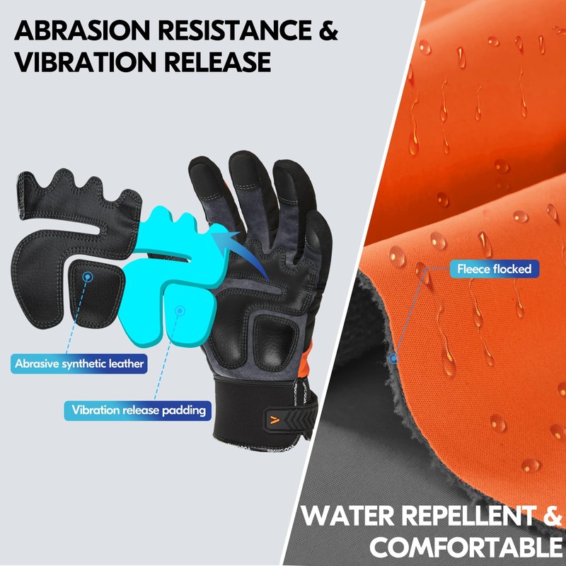 Vgo... 1 pair of men's work gloves, mechanics gloves, anti-vibration