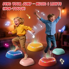 Lehoo Castle Light Up Musical Stepping Stones for Kids, Non-Slip Toddler Stepping Stones for Autism, Outdoor Sensory Toys for Toddlers 1-3, Obstacle Course for Kids 3-5