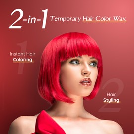 Herbishh Koloret Temporary Hair Color Wax, Instant Hair Color Wax Washable, Red Hair Dye, Vegan Hair Color, Hair Paint, Colorful Hair Dye, DIY Temporary Hair Color for Kids, Men & Women 5.07 fl