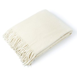 CUDDLE DREAMS Exclusive Mulberry Silk Throw Blanket with Fringe, Naturally Soft, Breathable (Ivory)