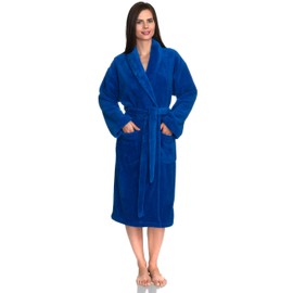 TowelSelections Women's Super Soft Plush Bathrobe Fleece Spa Robe Large-X-Large Strong Blue