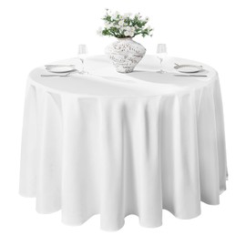 VidaFete 6 Pack 120inch Round Tablecloth Table Cloth Dining Table Cover for Kitchen Dinning Party Wedding Polyester Tabletop Buffet Decoration,White