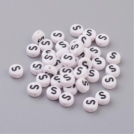 Handicraft Emporium Flat Round Alphabet Acrylic Beads | Approx 20g | S
