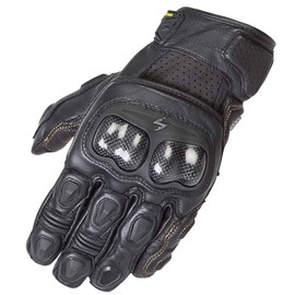 ScorpionEXO SGS MK II Men's Short Cuff Hook and Loop Motorcycle Riding Gloves Carbon Fiber Knuckle Touchscreen Compatible (Black/Gold - Medium)